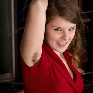 tattooed amateur Jada reveals her furry underarms and pubic hair as she removes her red sundress