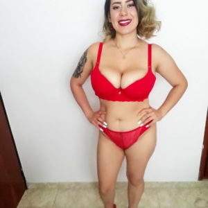 Tattooed Latina girl Sofia Santana looses her massive tits during a POV hand-job