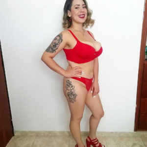 Tattooed Latina girl Sofia Santana looses her massive tits during a POV hand-job