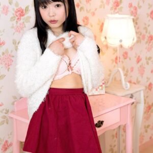 Ultra-cute Asian teen Yui Kawagoe peels off a micro-skirt and lingerie to pose in the buff